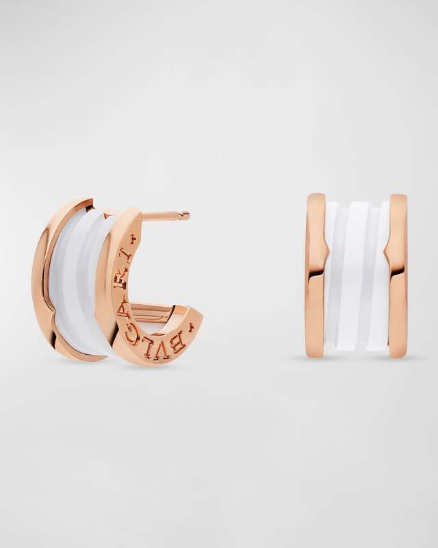 B. Zero1 18K Rose Gold & White Ceramic Earrings